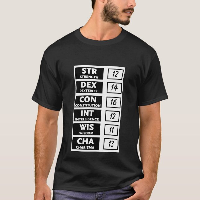Camiseta Cuenta de la capacidad del RPG (negro y blanco) (Anverso)