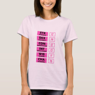 Camiseta Cuenta de la capacidad del RPG (rosa y negro)