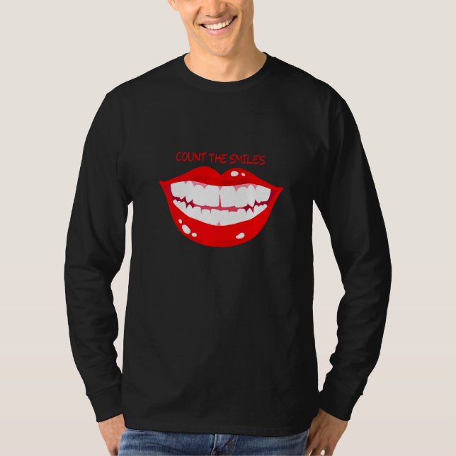 Camiseta Cuenta Las Sonrisas Sonrientes De Los Labios Rojos (Anverso)