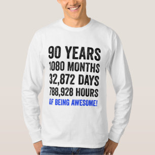 Camiseta Cuenta regresiva de cumpleaños número 90 // Gracio