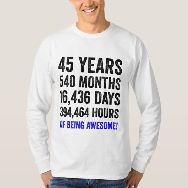 Camiseta Cuenta regresiva del cumpleaños 45 // Graciosa par (Anverso)