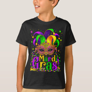 Camiseta Cuentas de Carnaval de Mardi Gras Máscara Plumas S