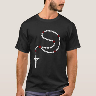 Camiseta Cuentas de Rosario Católico Crucifijo Fe Cristiana