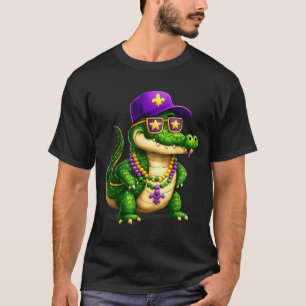 Camiseta Cuentas divertidas de caimán de Mardi Gras Celebra