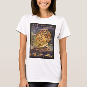 Camiseta Cuento de Hadas Antiguo, Sirena en Coral Oceánico