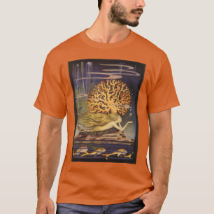 Camiseta Cuento de Hadas Antiguo, Sirena en Coral Oceánico