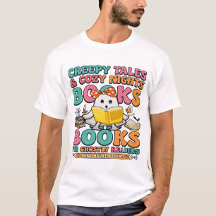 Camiseta Cuentos espeluznantes de fantasmas leyendo telarañ