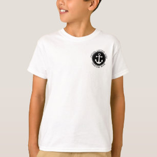 Camiseta Cuerda de Ancla Náutica Negra Nombre de Barco Pers