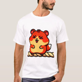 Camiseta Cuerda de risas: Chibi hámster en rojo y crema