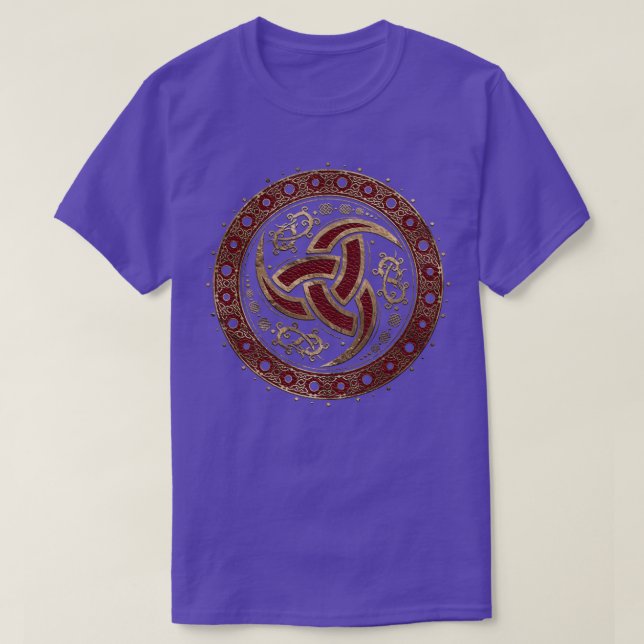 Camiseta Cuerno de Odins Cuero negro y rojo y oro (Diseño del anverso)