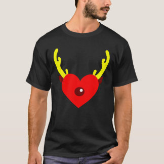 Camiseta Cuerno de Reno Corazón Cuerno Divertida Fiesta de