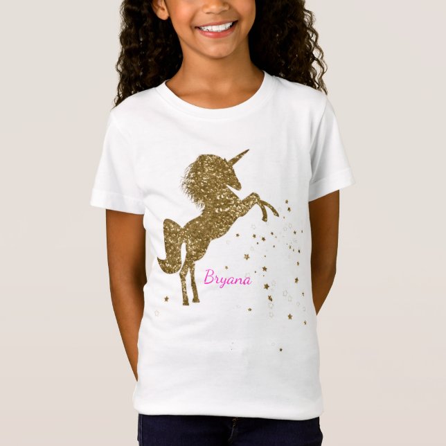 Camiseta Cuerno Mágico de Unicornio con Brillo Dorado y Est (Anverso)