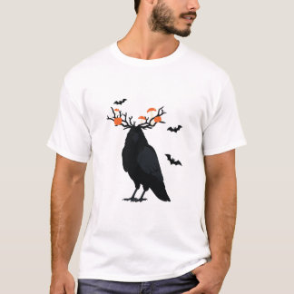 Camiseta Cuernos de calabaza de Halloween de cuervo