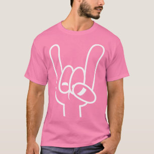 Camiseta Cuernos de diablo de Heavy Metal línea blanca