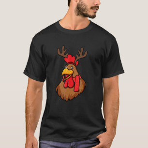 Camiseta Cuernos de Reno de Navidad de Pollo Navidad