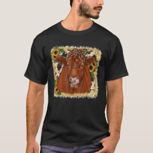 Camiseta Cuero de Vaca Girasol Angus Rojo Vida de Vaquero
