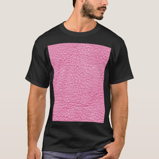 Camiseta Cuero rosa de cierre, fondo texturado. (Anverso)