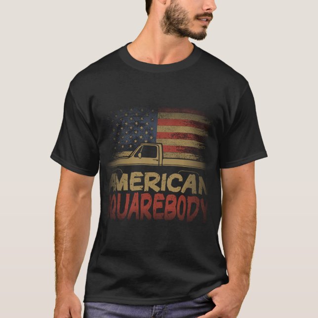 Camiseta Cuerpo Cuadrado de Bandera Americana - Cuerpo Cuad (Anverso)