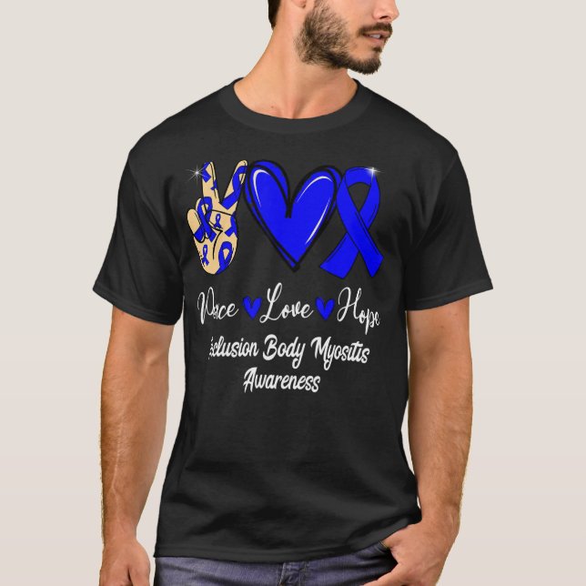 Camiseta Cuerpo de Inclusión Miositis IBM Peace Love Hope B (Anverso)