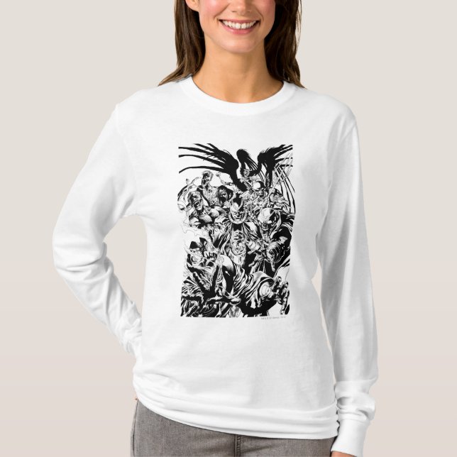 Camiseta Cuerpo de Linternas Negras - Negro y Blanco (Anverso)