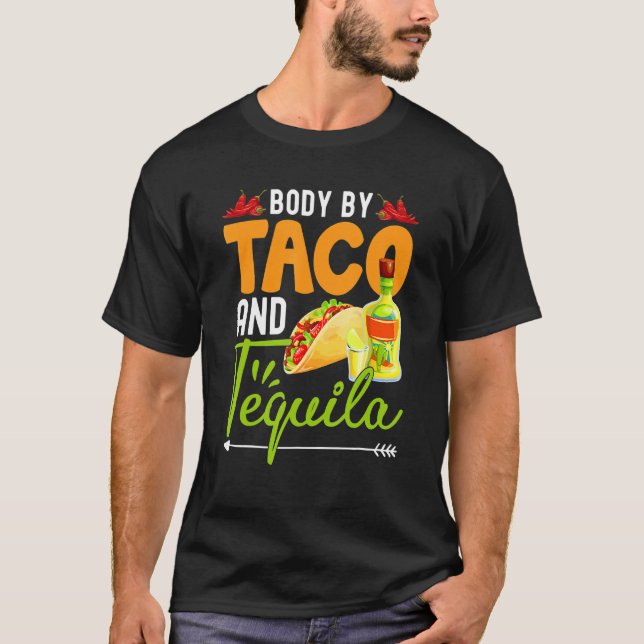 Camiseta Cuerpo Gracioso De Tacos Y Tequila Mexicana Cinco  (Anverso)