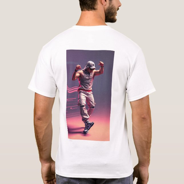 Camiseta cuerpo humano bailando al estilo hip hop (Reverso)