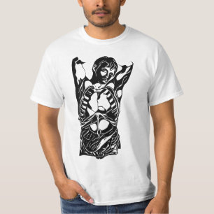Camiseta cuerpo masculino anatomía humana arte abstracto