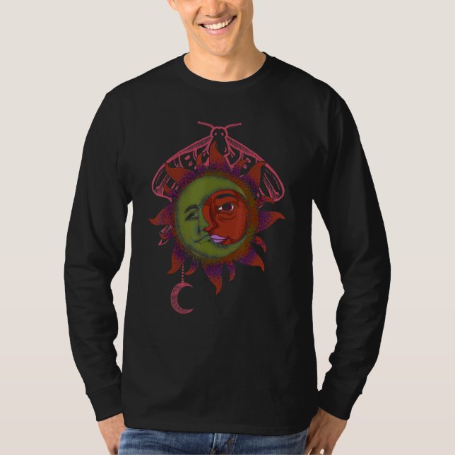 Camiseta Cuerpos Celestes Universo Astronomía Boho Sol Luna (Anverso)
