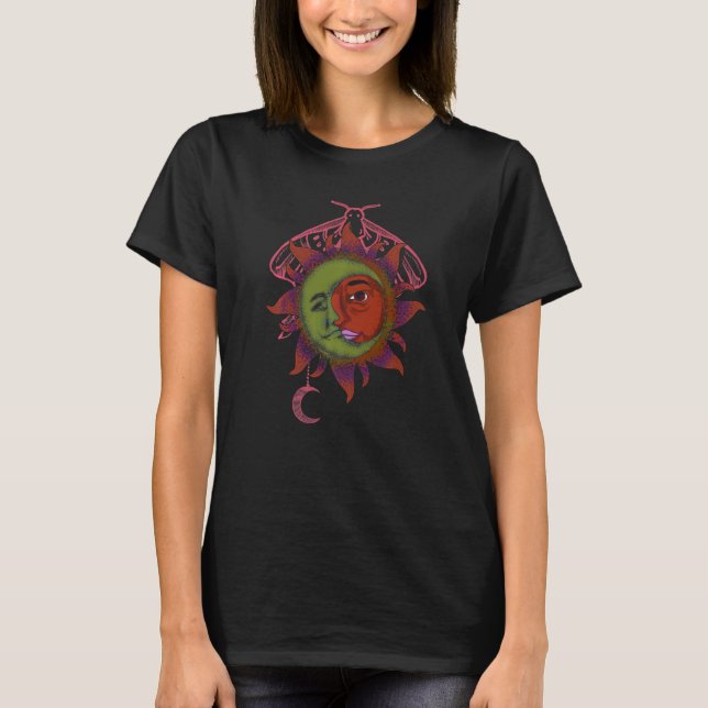 Camiseta Cuerpos Celestes Universo Astronomía Boho Sol Luna (Anverso)
