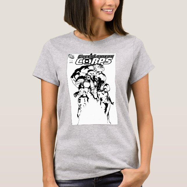 Camiseta Cuerpos de linternas verdes, negros y blancos (Anverso)