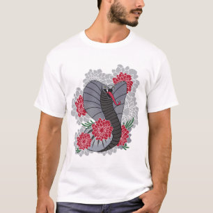 Camiseta Cuervo Artístico y Rosas Rojas Gráfico para Hombre