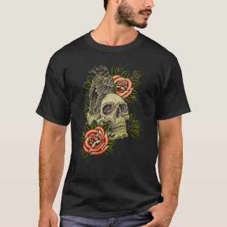 Camiseta Cuervo Clásico Y Rosas