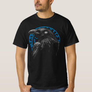 Camiseta Cuervo con Runas Nórdicas - Arte Oscuro