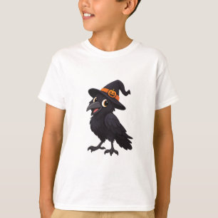 Camiseta Cuervo de dibujos animados lindo con sombrero de b