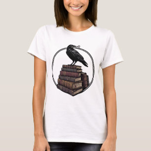 Camiseta Cuervo gótico sobre arte de academia oscura de lib