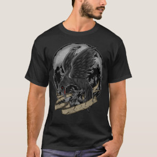 Camiseta Cuervo Negro Cuervo Místico en Luna Llena
