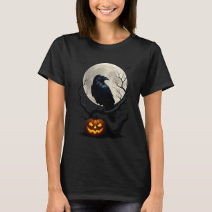 Camiseta Cuervo Negro Luna Pájaro Negro Hombres y Mujeres H