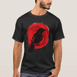 Camiseta Cuervo Negro Oculto Japón Gótico Cuervo Pájaro Lun