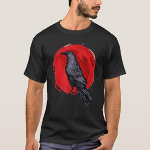 Camiseta Cuervo Negro Oculto Japón Gótico Cuervo Pájaro Lun