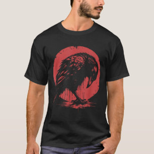 Camiseta Cuervo Rosa Luna Espeluznante Negro Gótico Espanto