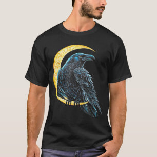 Camiseta Cuervo Rosa Luna Espeluznante Negro Gótico Espanto