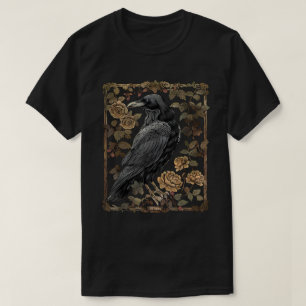 Camiseta Cuervo Rosa Luna Espeluznante Negro Gótico Espanto