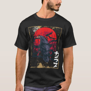 Camiseta Cuervo Rosa Luna Espeluznante Negro Gótico Espanto