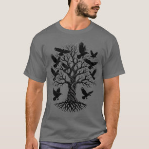 Camiseta Cuervo Rosa Luna Espeluznante Negro Gótico Espanto