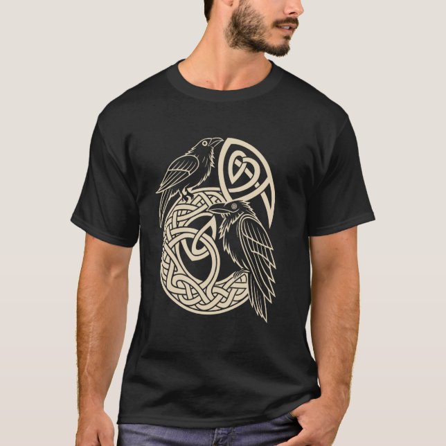 Camiseta Cuervos de Nudos Celta u2013 Huginn & Muninn Vikin (Anverso)