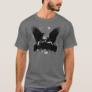 Camiseta Cuervos urbanos artísticos de Graffitti que vuela