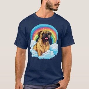 Camiseta Cuesta mastiff Rainbow Cloud Kawaii Dog Happy Pu