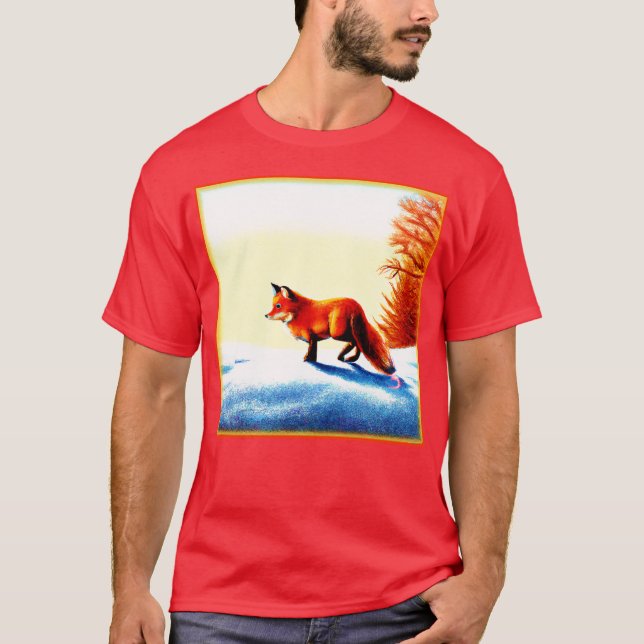 Camiseta Cuesta Pintura de un Zorro Rojo. ¡Hazte con una en (Anverso)