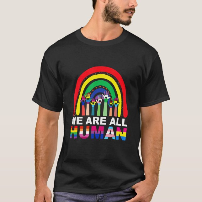 Camiseta Cuesta Todos Somos Ally Del Orgullo Humano Bandera (Anverso)