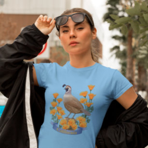 Camiseta Cueva de aves del estado de California y amapola d